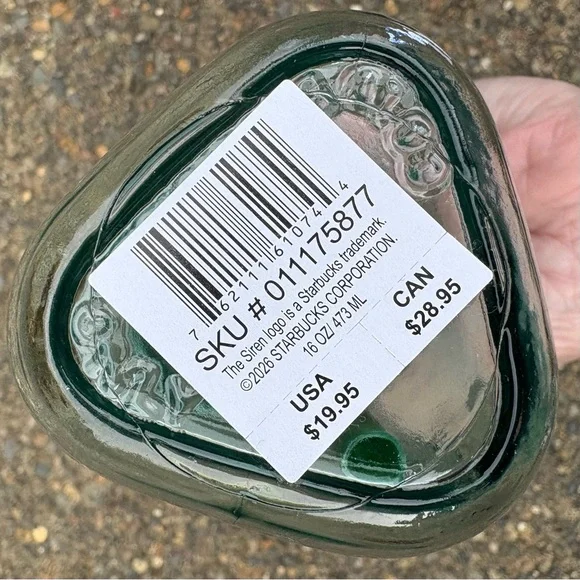 Starbucks Triangle Recycled Glass Tumbler 2026 Green 16 oz Cold Beverages Straw - Picture 7 of 7